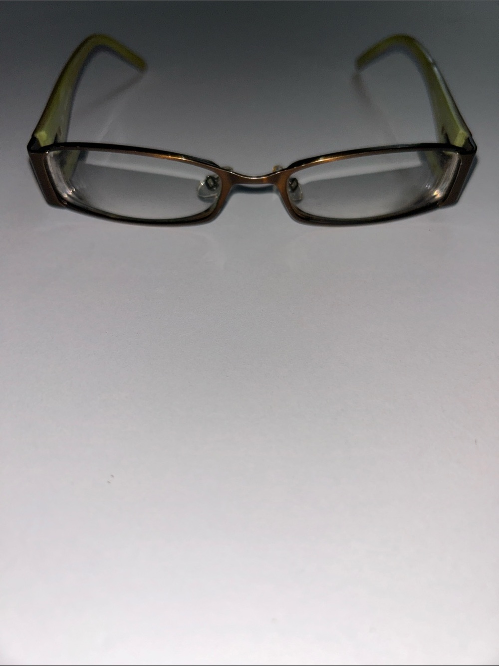 90’s Y2K Rampage Brown Rectangle Glasses with Light Green Temples